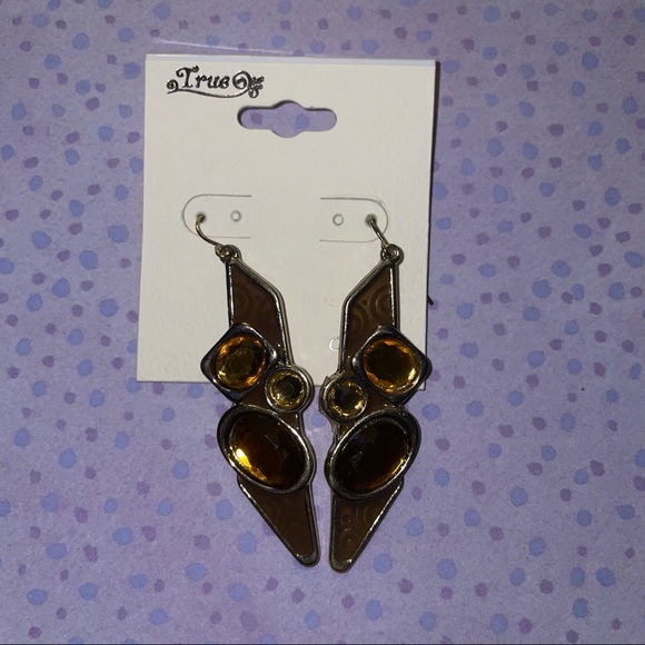 True Contemporary Gold Toned Dangle Earrings - Picture 3 of 4